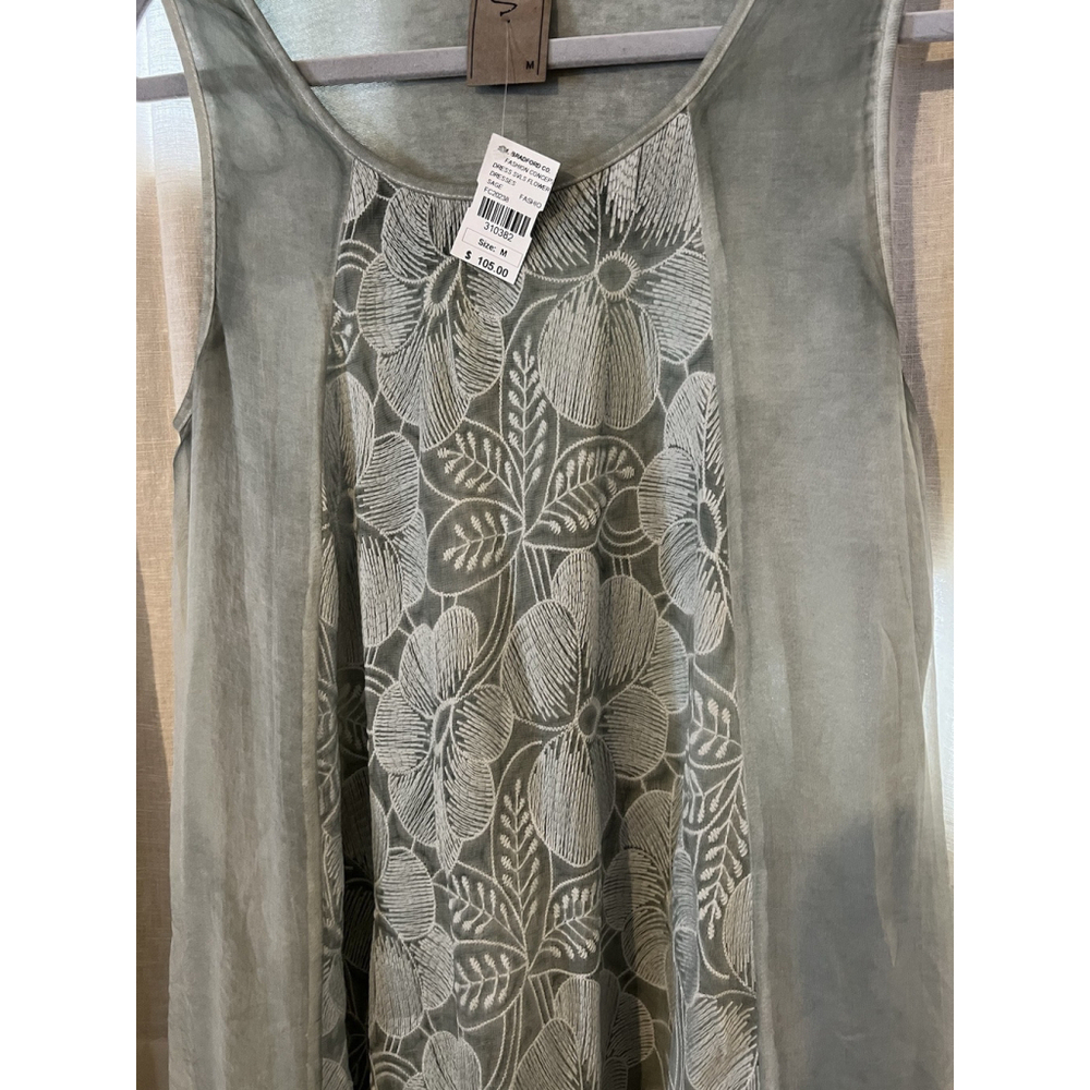 Boho Green Hi Low Hem Embroidered Floral Sleeveless Summer Dress A-Line NWT - Picture 5 of 11